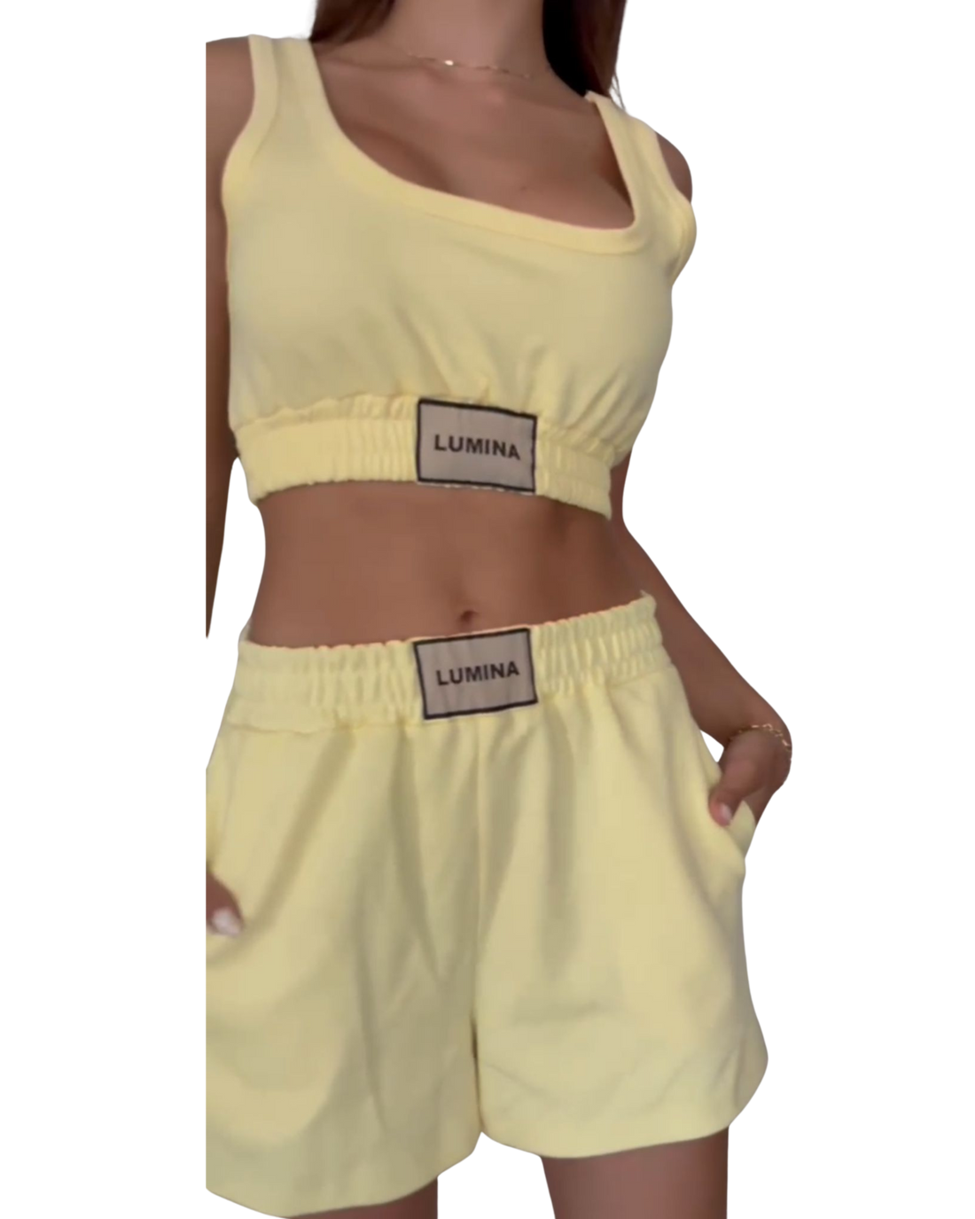 Set "Play & Glow" – Crop Top + Shorts in Jersey di Cotone